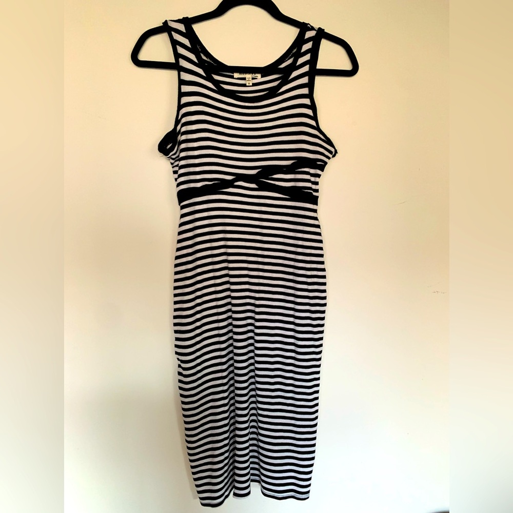 Monteau Black and White Striped Dress size M